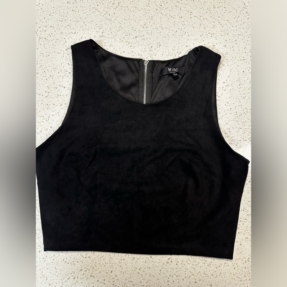 Suede Black Crop Top